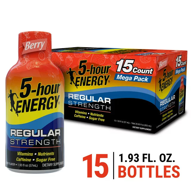 5-hour ENERGY Shot, Regular Strength, Berry, 15 Count