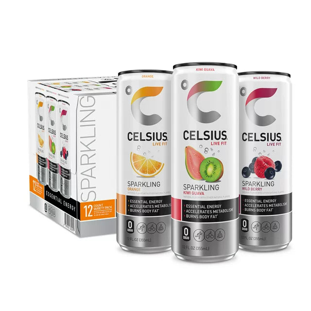 CELSIUS Essential Energy Drink 12 Fl Oz, Variety Pack (Pack of 12)