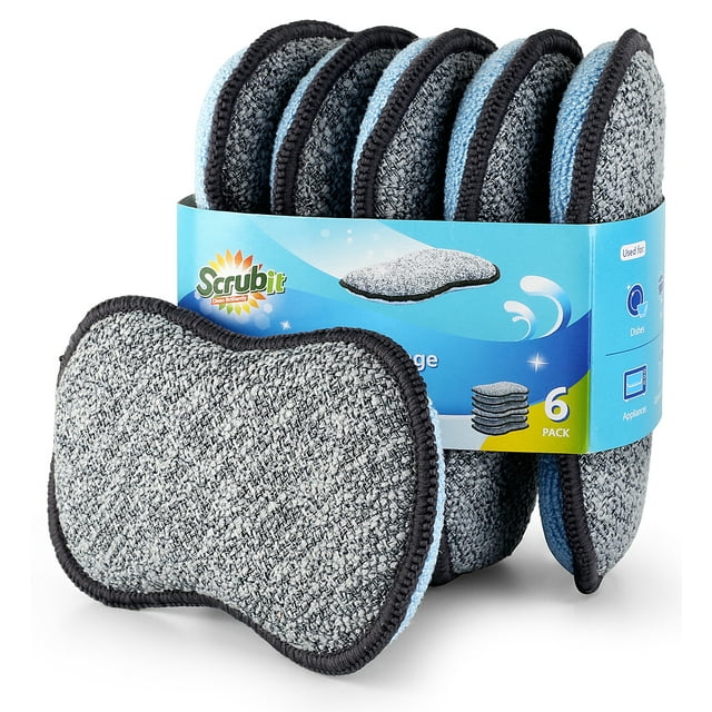 Multi-Purpose Scrub Sponges for Kitchen by Scrub- it - Non-Scratch Microfiber Sponge