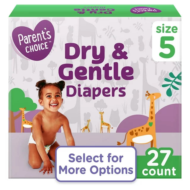 Parent's Choice Dry & Gentle Diapers Size 5, 27 Count