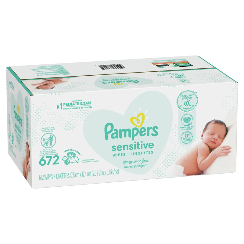 Pampers Sensitive Baby Wipes 8X Flip-Top Packs 672 Wipes