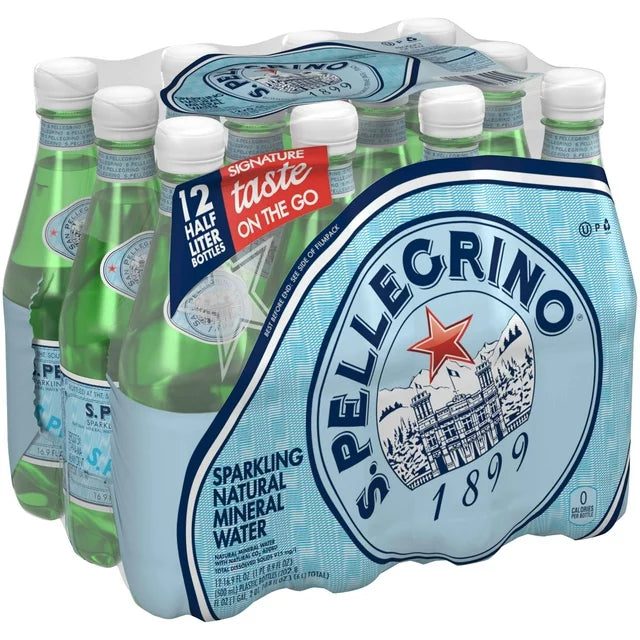 S.Pellegrino Sparkling Natural Mineral Water, 16.9 fl oz, 12 Pack Plastic Bottles